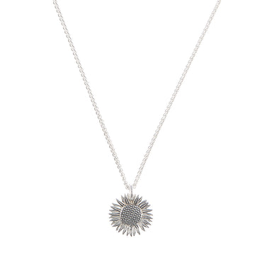 solid 925 sterling silver sunflower necklace pendant scarlett jewellery