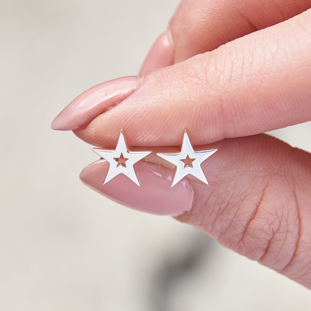 Stardust Outline Silver Star Stud Earrings Designer Studs Scarlett Jewellery