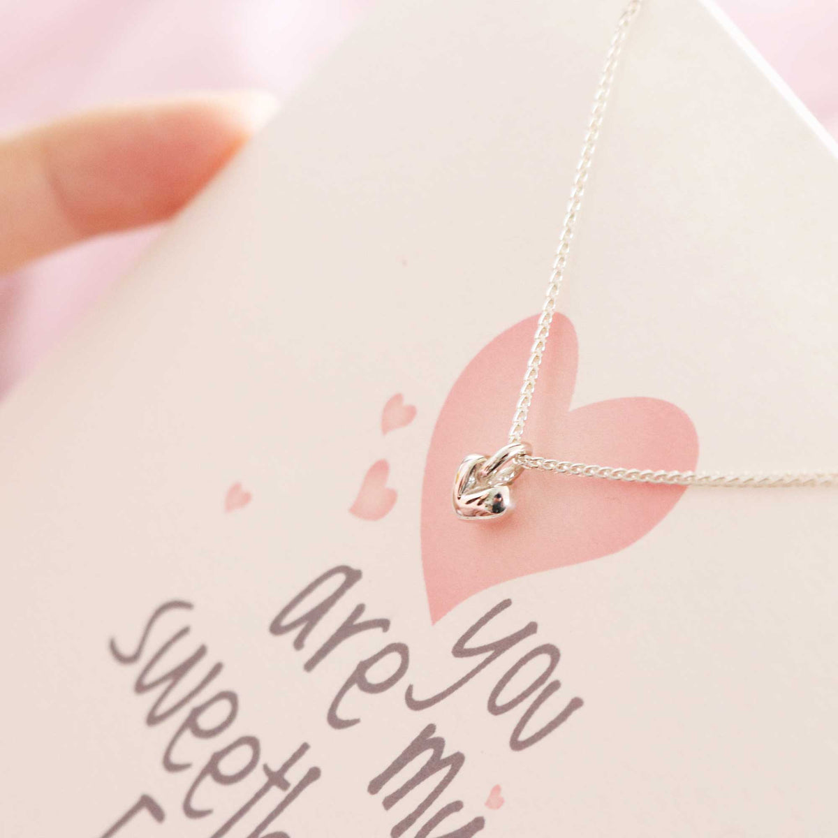 personalised card for girlfriend on valentines card with silver heart pendant from Scarlett Jewellery