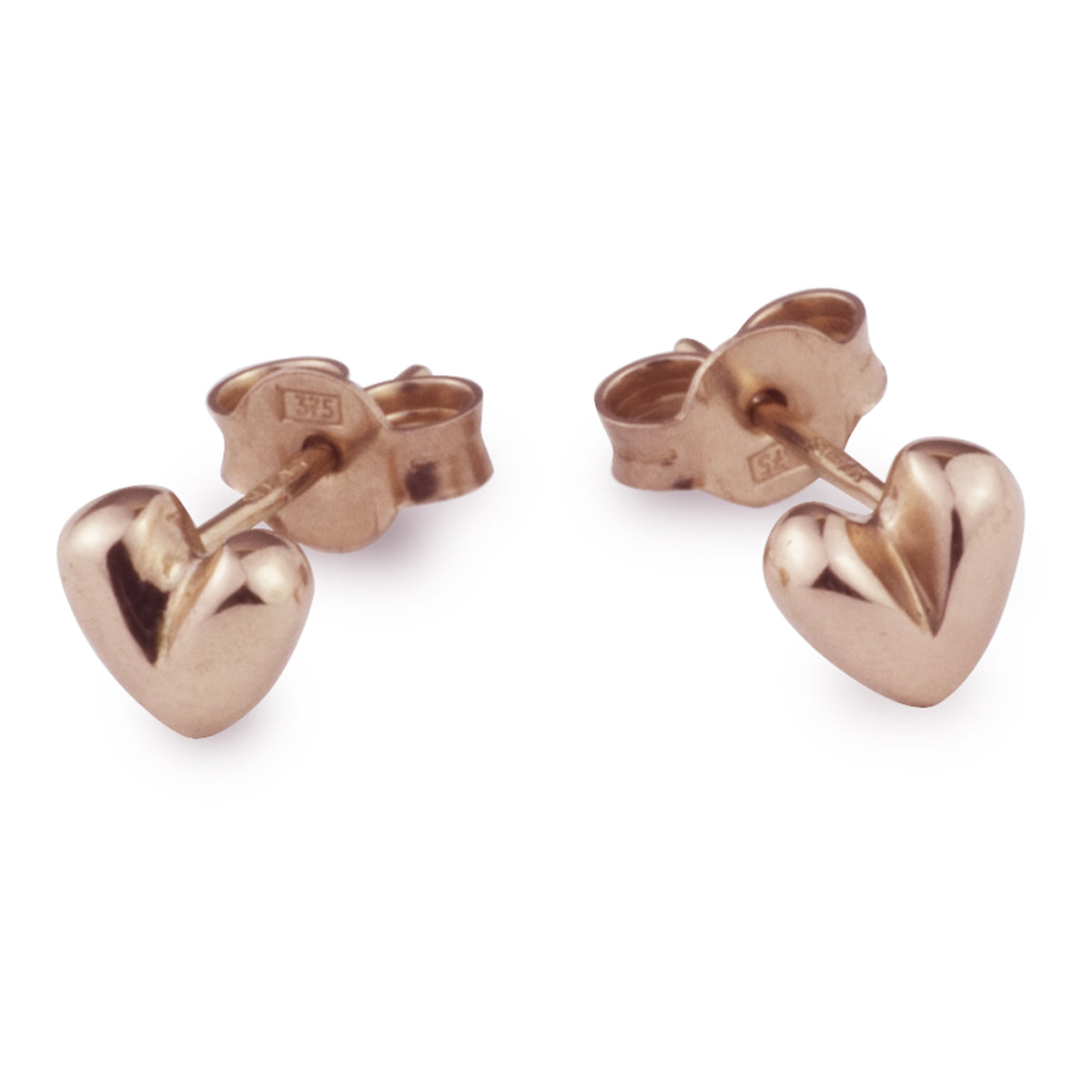 Sweetheart Solid Rose Gold Stud Earrings Designer UK Recyled Rose Gold Studs Scarlett Jewellery