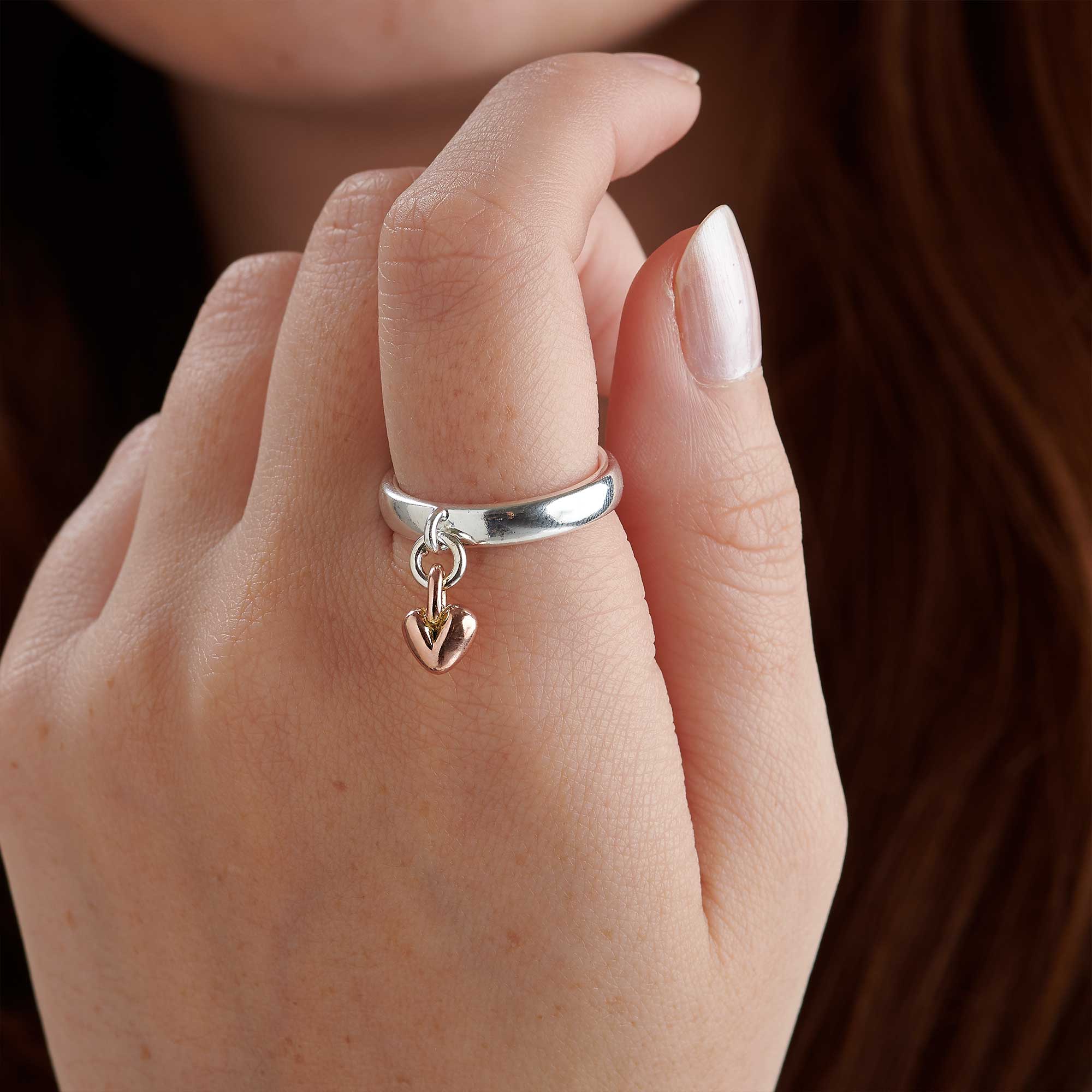 Recycled Rose Gold Sweetheart Charm Ring: Elegant Women's Ring