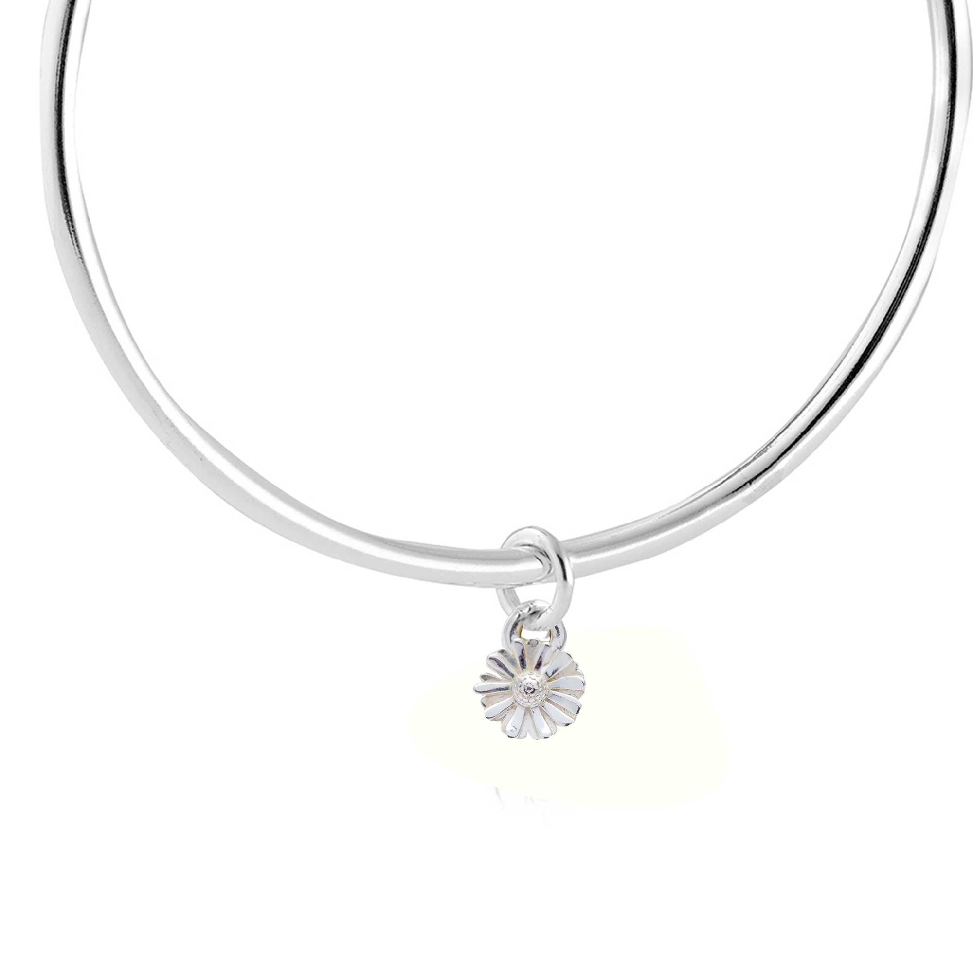tiny daisy flower silver bangle nature inspired jewellery chelsea flower show scarlett Jewellery