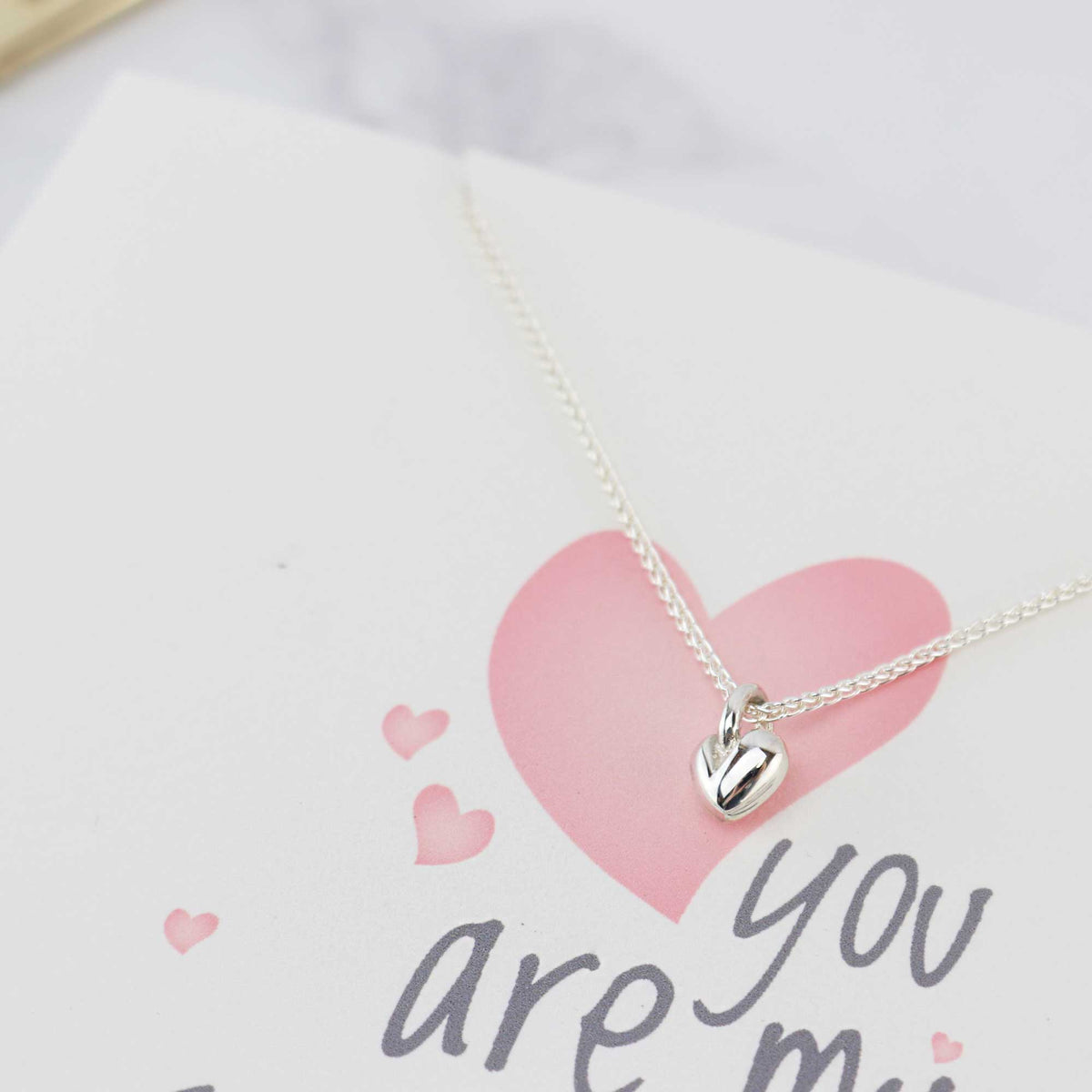 personalised card for girlfriend on valentines card with silver heart pendant from Scarlett Jewellery