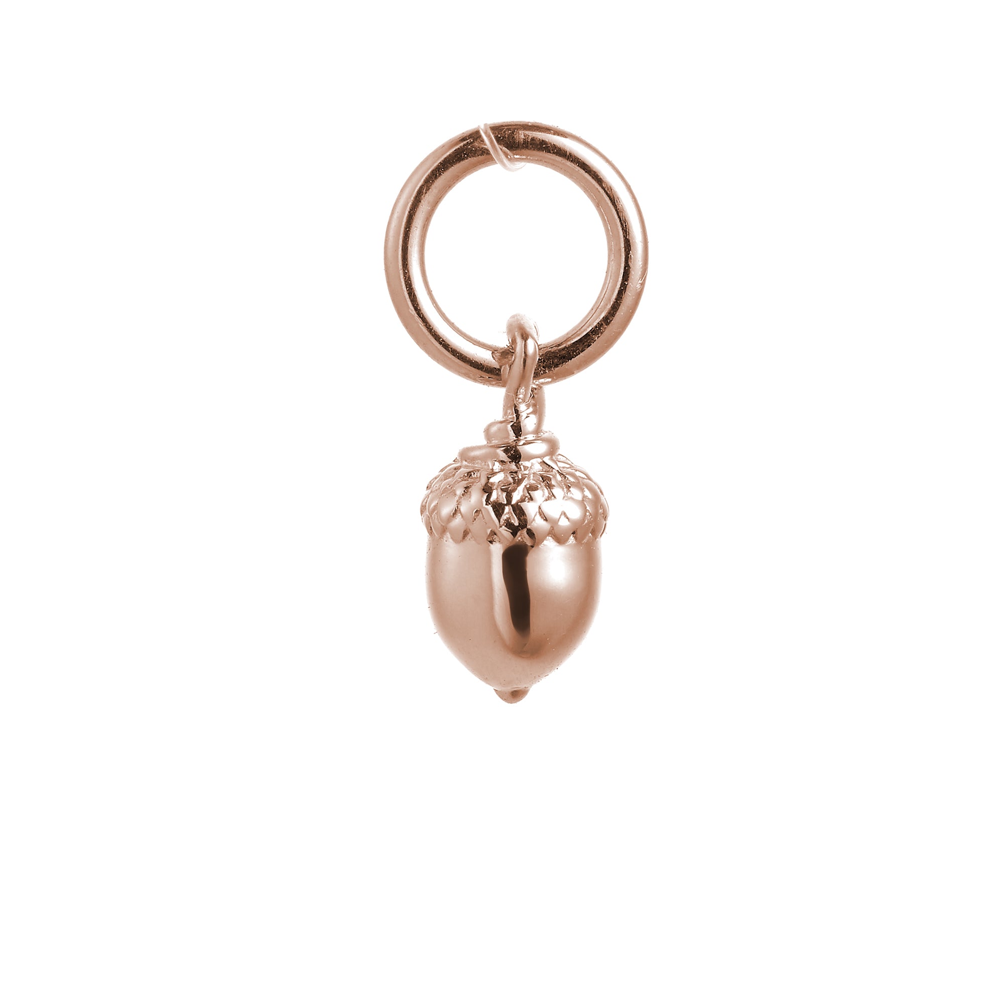 Tiny Acorn Solid Rose Gold Charm