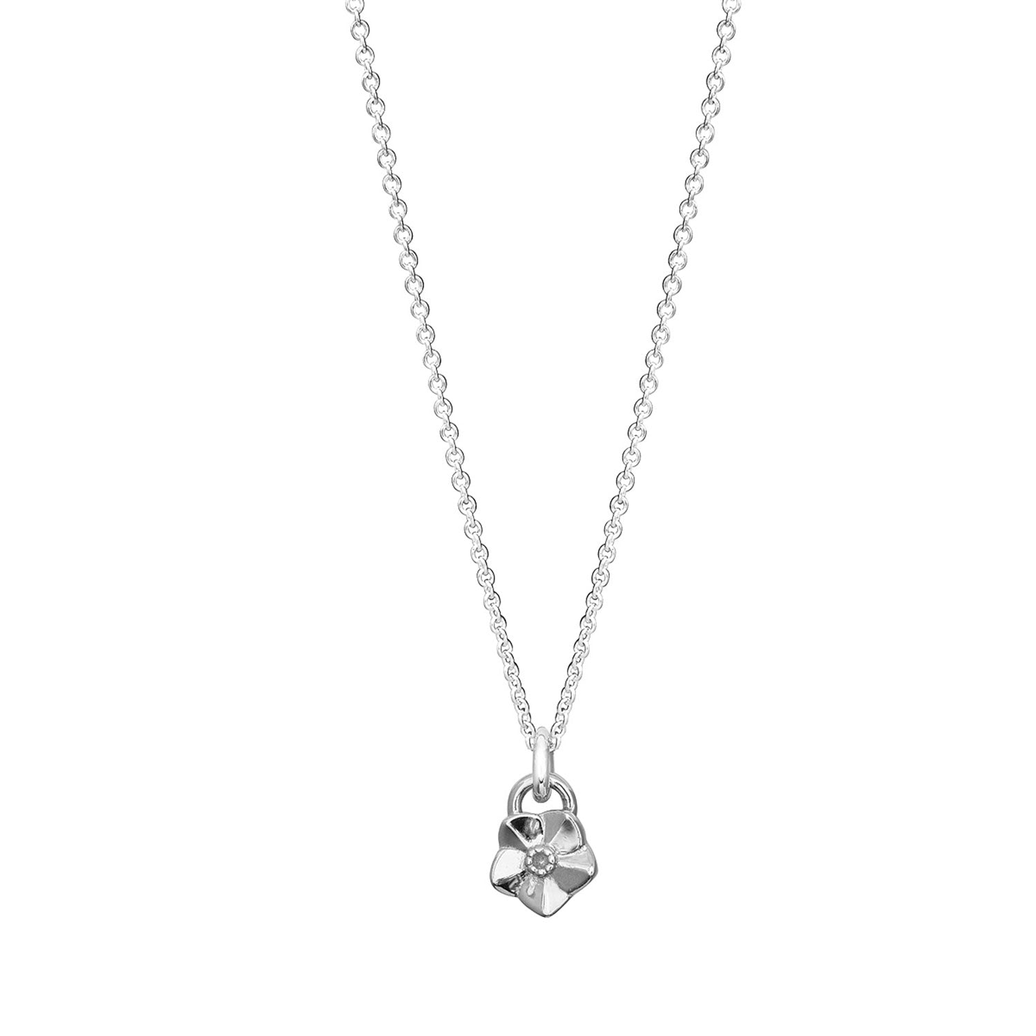 tiny silver forget me not flower necklace for flower girls and teens scarlett jewellery brighton