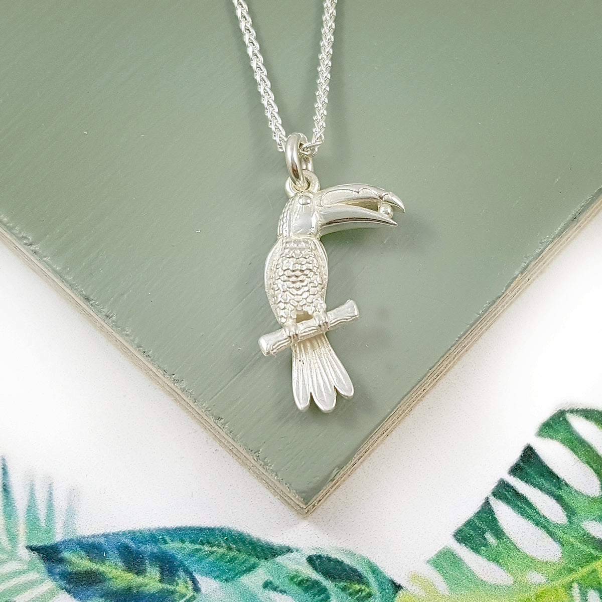 Toucan Bird Silver Charm South American Nature Charm Topical Necklace