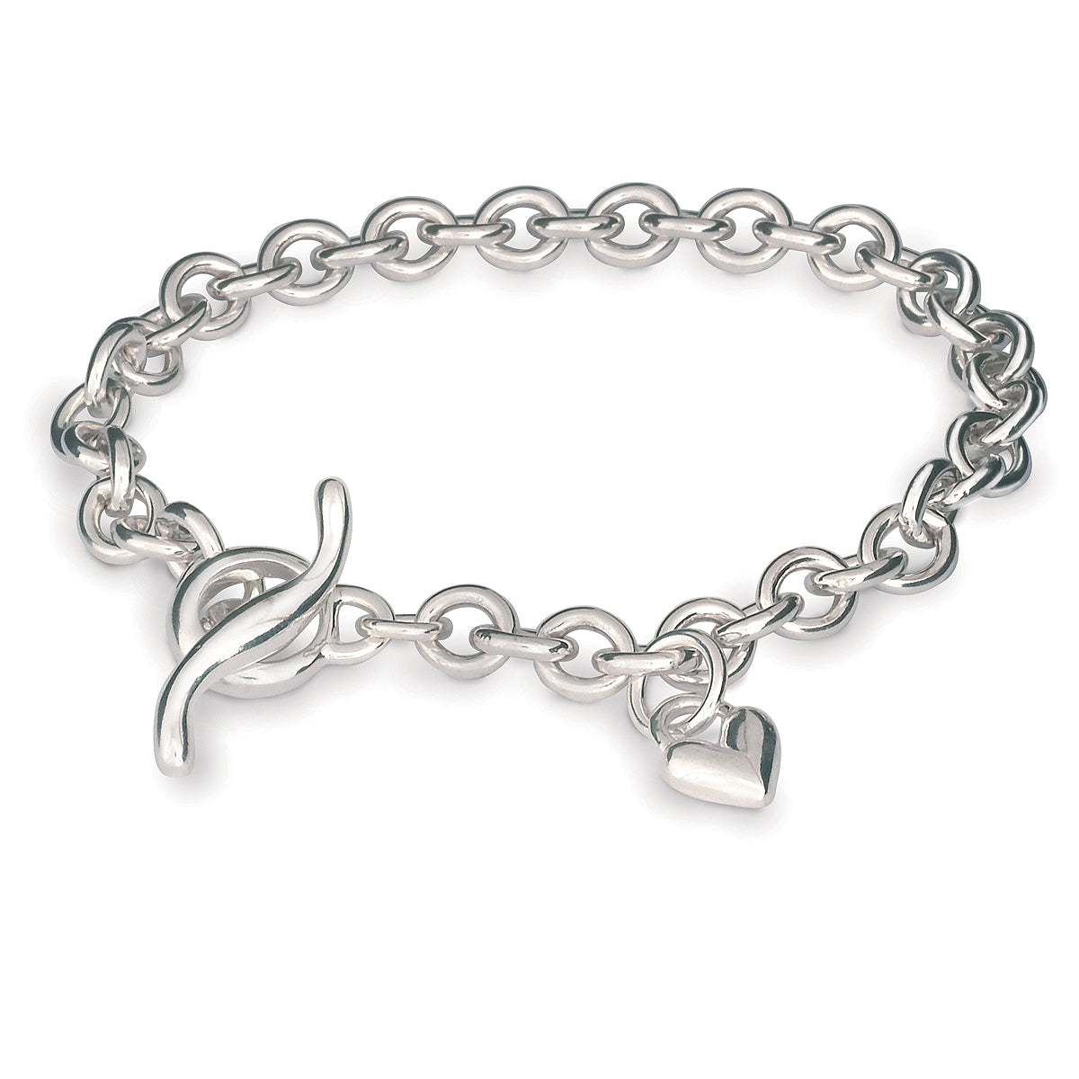 Classic silver heart charm bracelet with T-bar Scarlett Jewellery