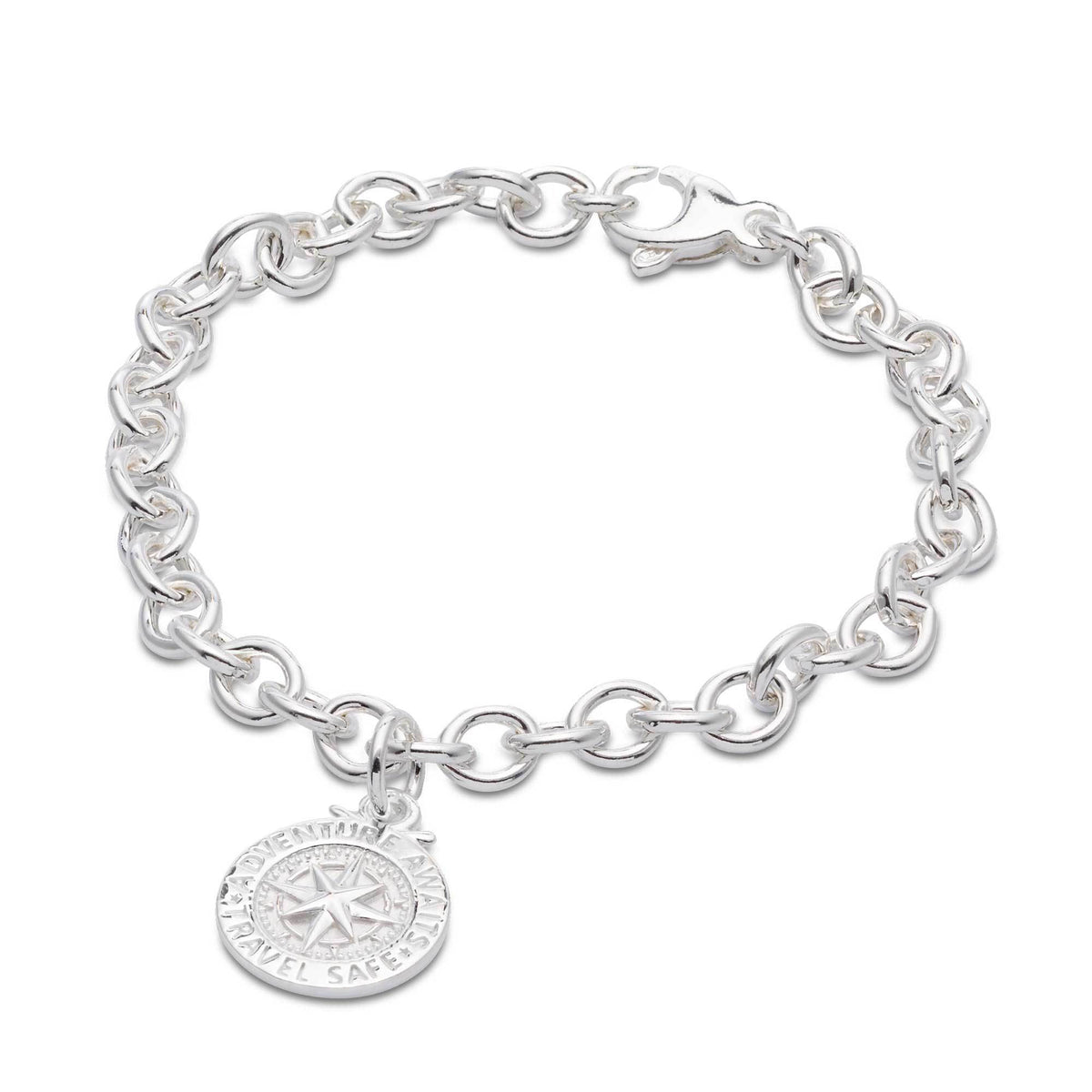 Silver compass saint christopher charm for bracelets bangles fit pandora travel gift idea