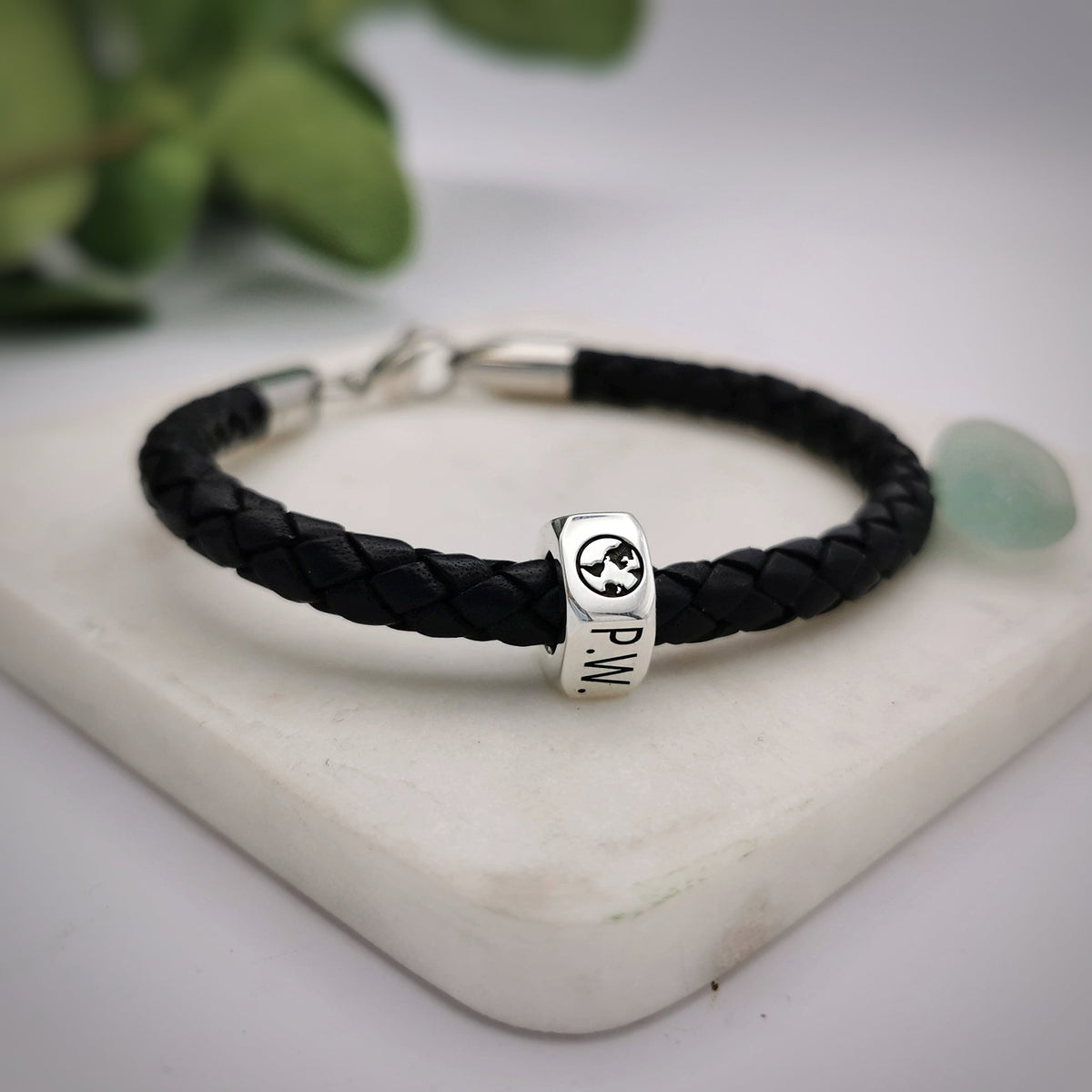 Customisable Sterling Silver and Leather Travel Bracelet
