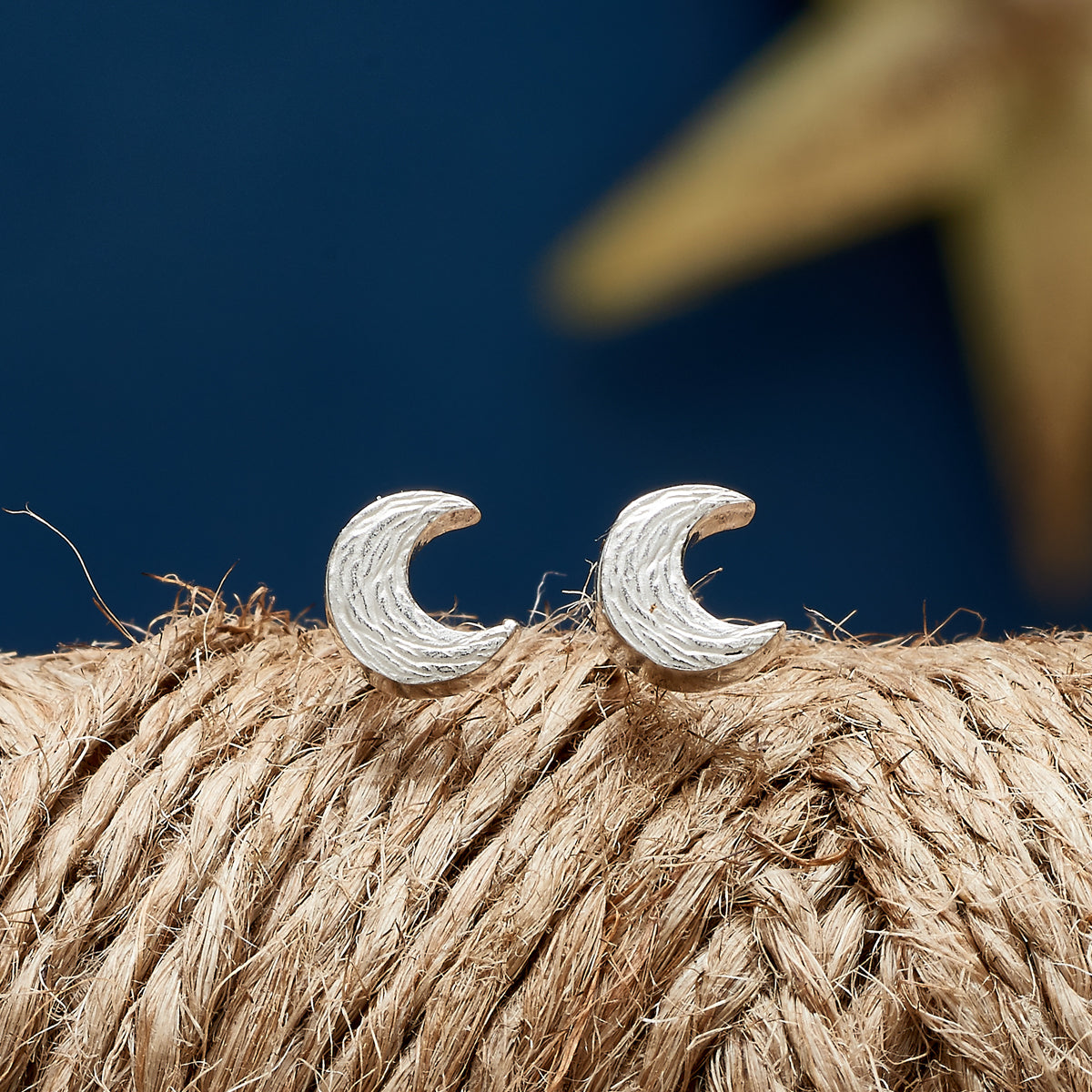 silver moon stud earrings