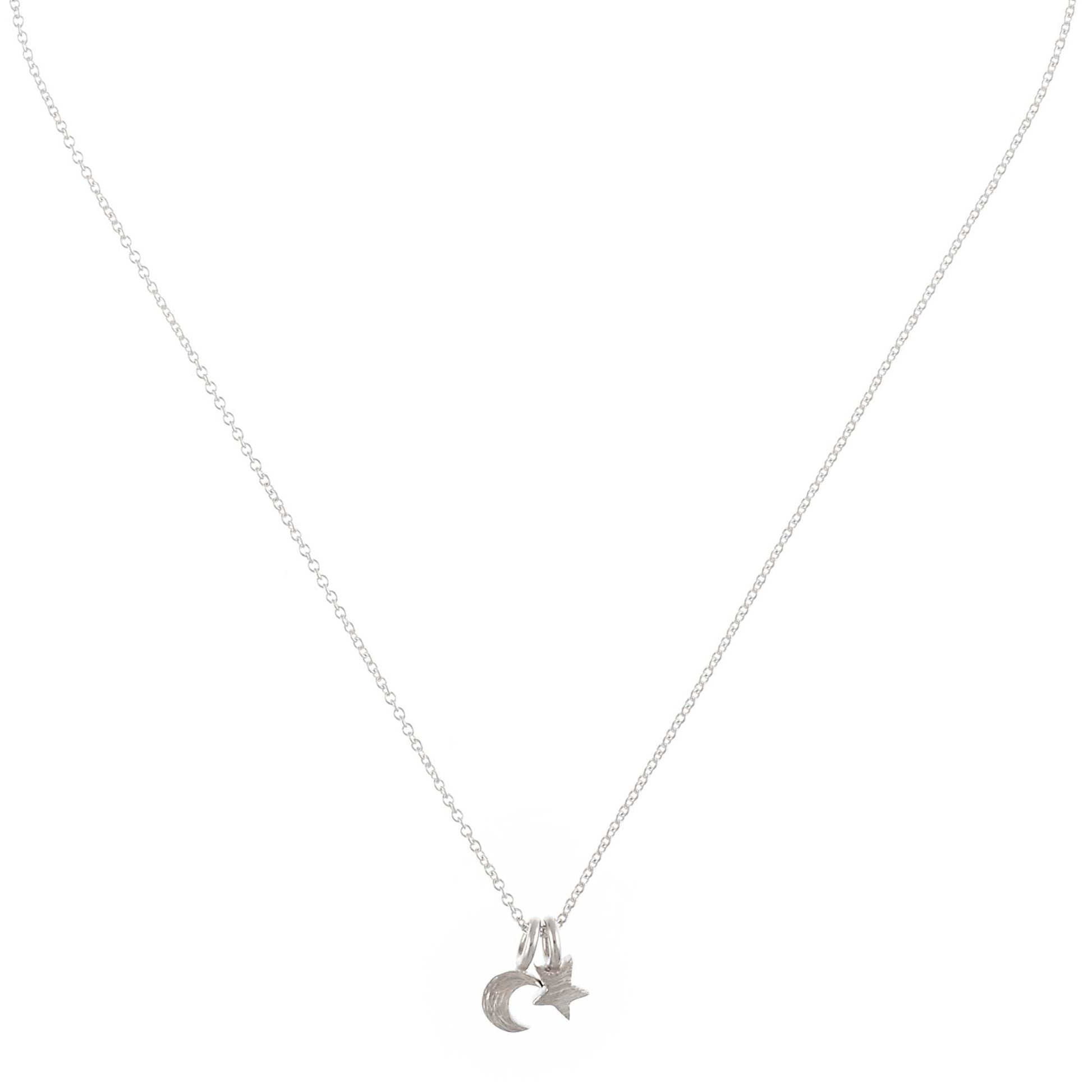 Small silver star and moon pendant for teens young girls handmade designer Scarlett Jewellery