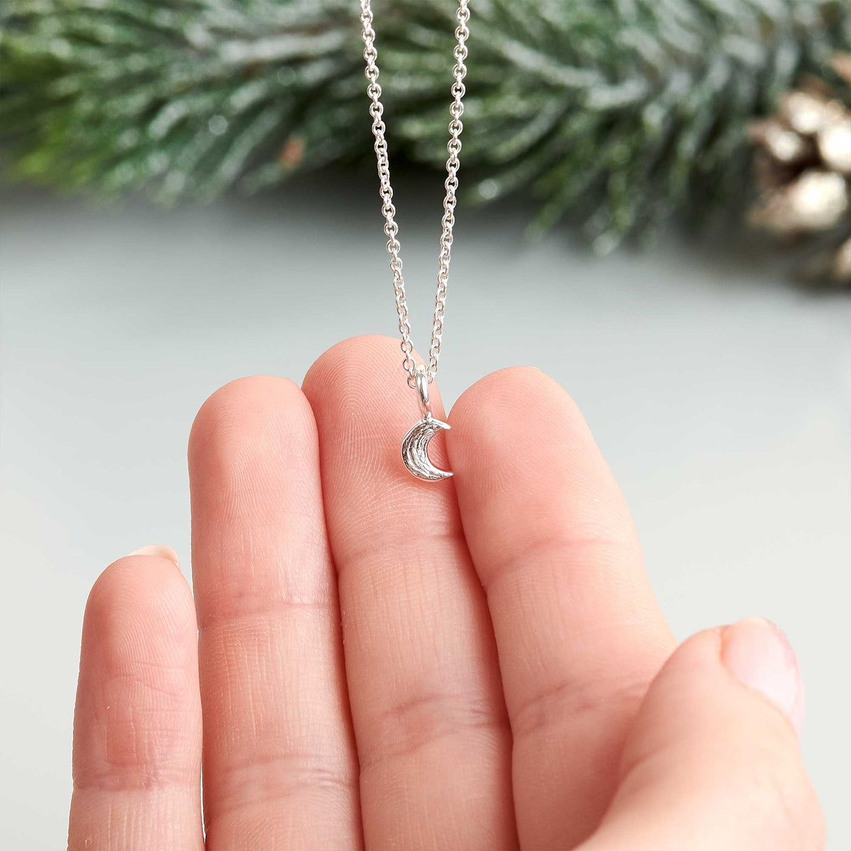 Small silver moon pendant for teens young girls handmade designer Scarlett Jewellery