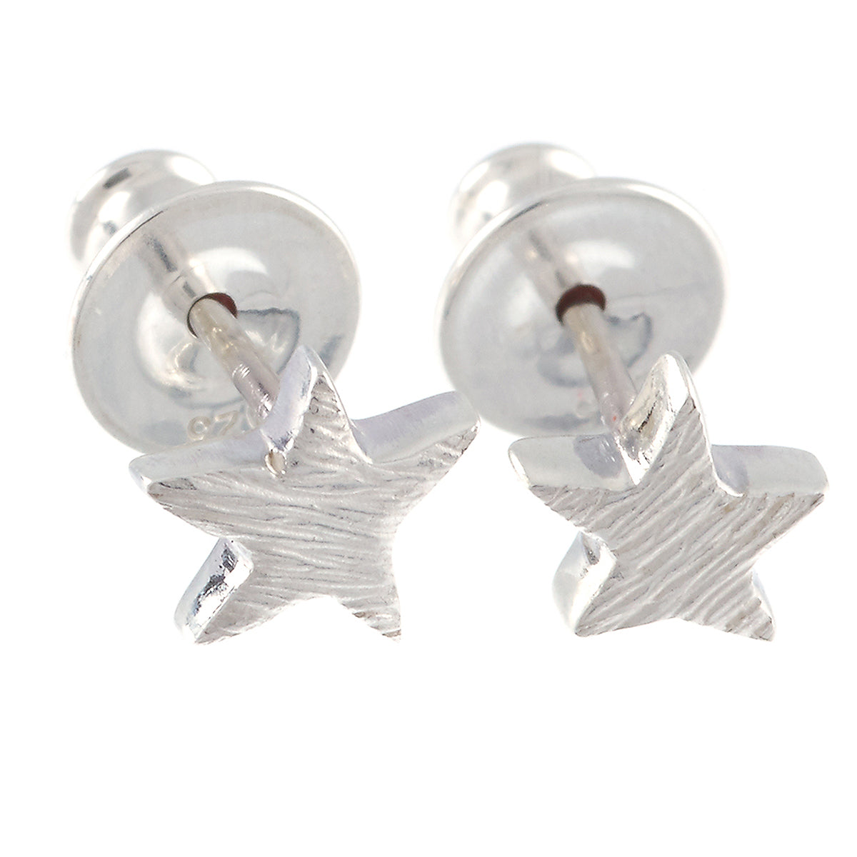 Silver textured star stud earrings handmade Brighton Scarlett Jewellery
