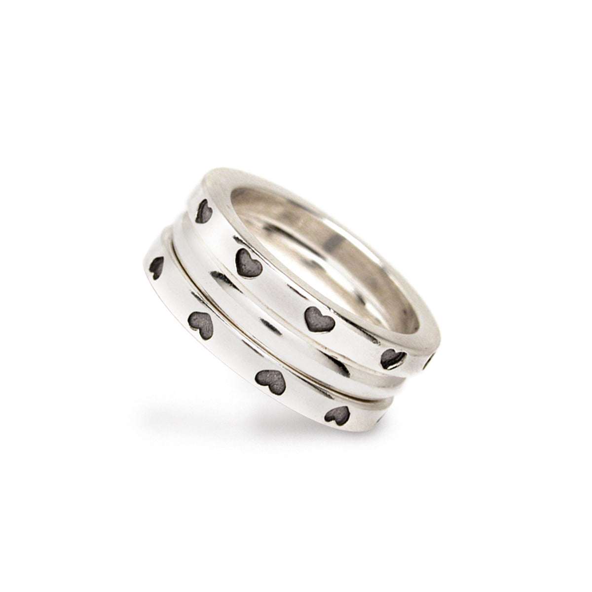Original Heart Stacking Ring Set - Silver Middle
