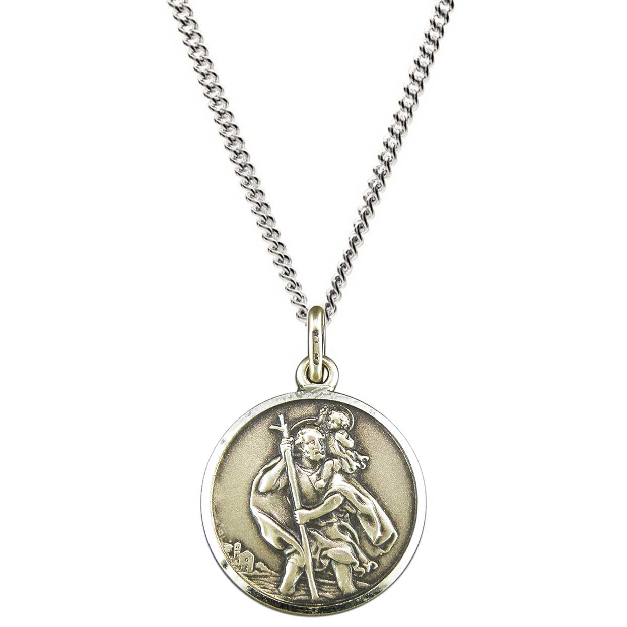 Mens Gold Or Silver Small Round St Christopher Necklace By LILY & ROO | St  christopher necklace, Mens necklace fashion, Mens necklace pendant