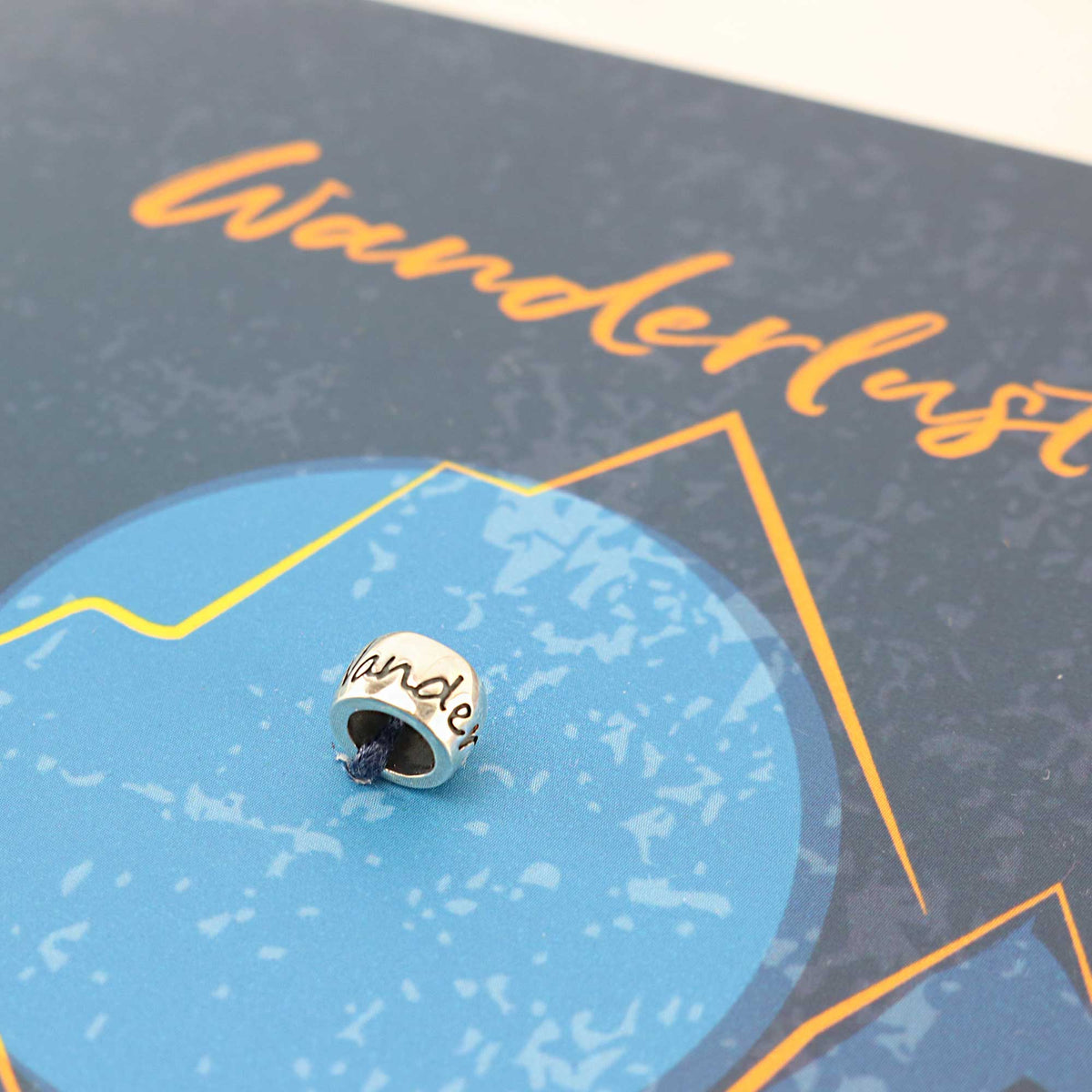 Wanderlust gift card with silver charm fits pandora going away travelling gift