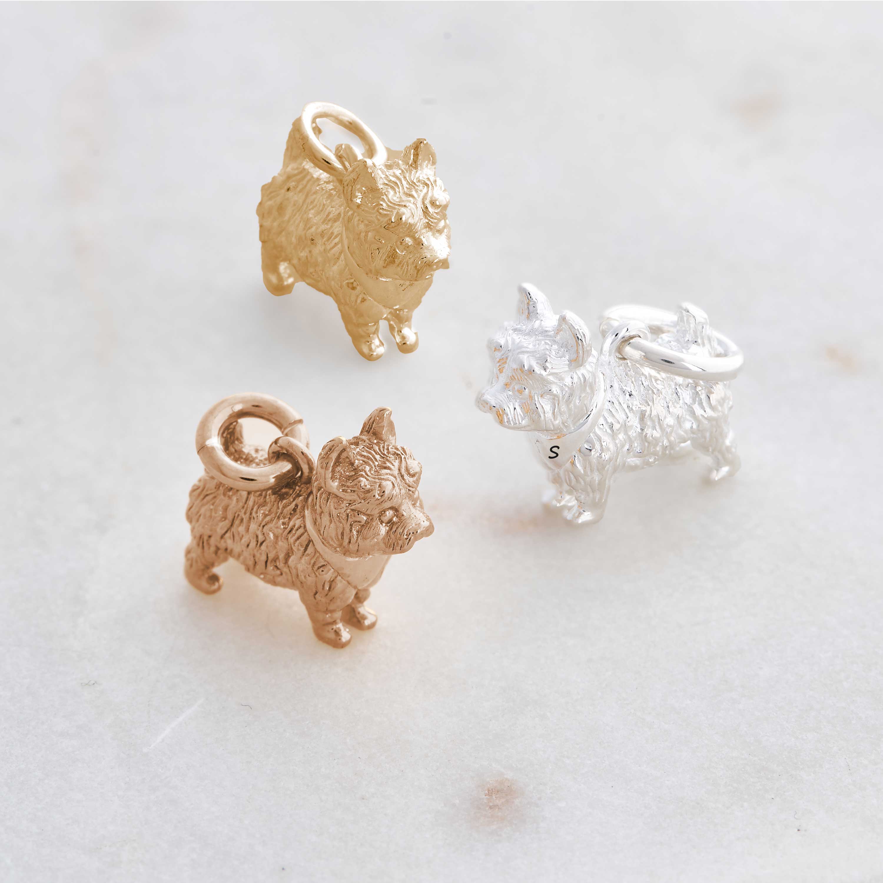 westie west highland terrier silver gold rose gold dog charms