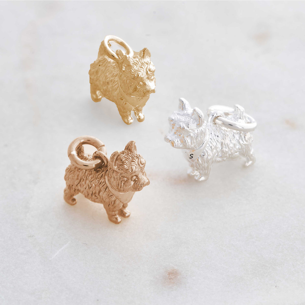 westie west highland terrier silver gold rose gold dog charms