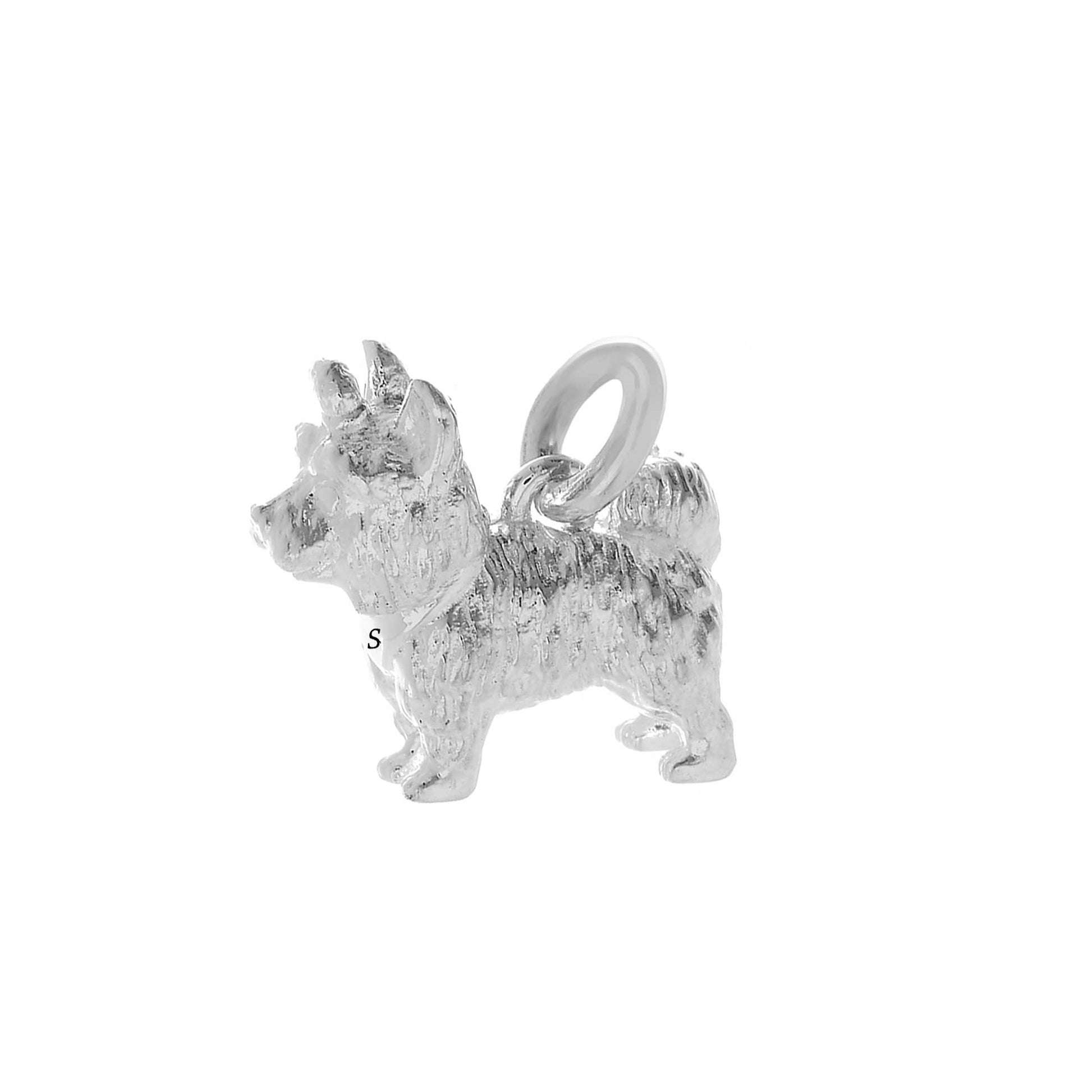 Yorkshire Terrier dog breed solid sterling silver dog charm for bracelet Scarlett Jewellery Ltd