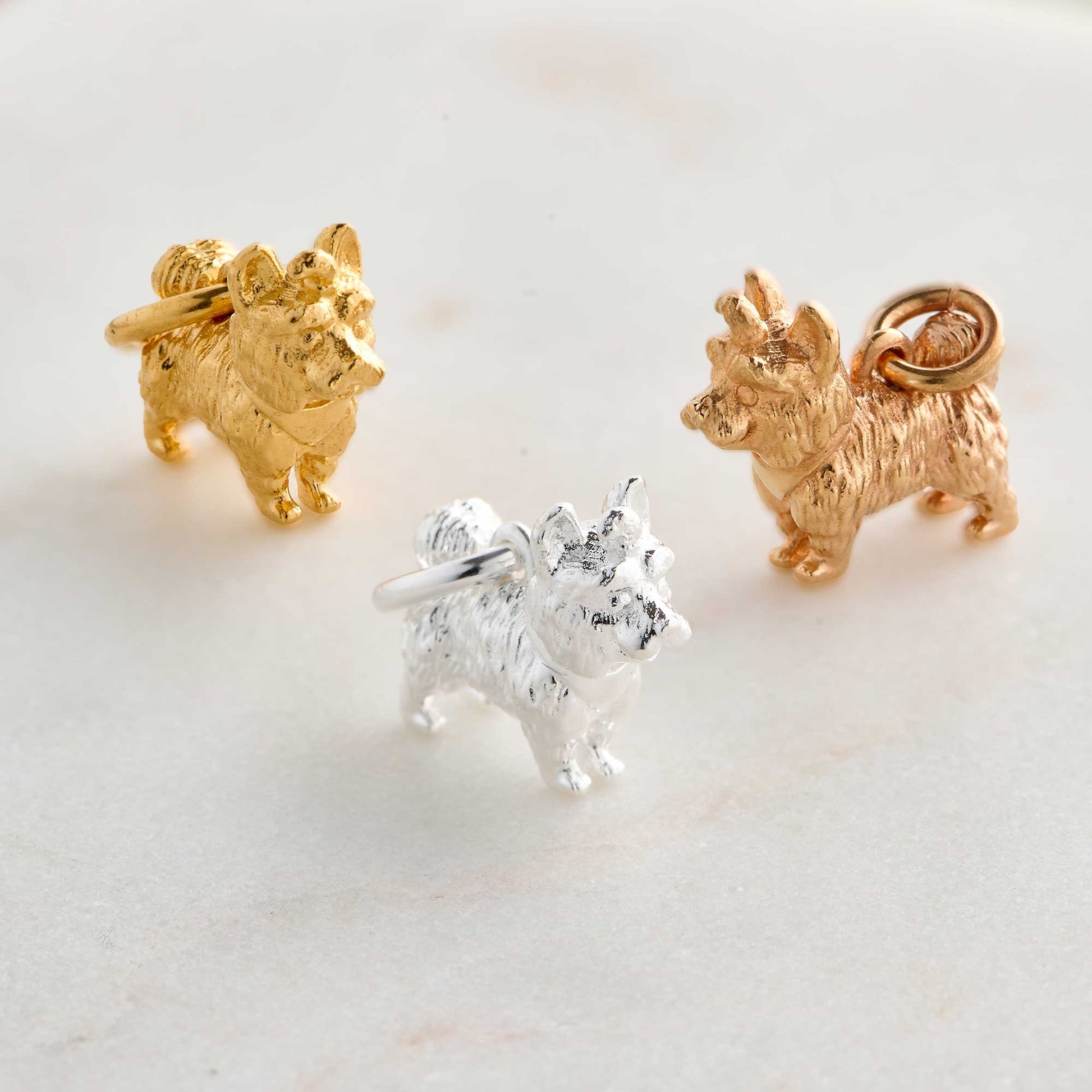 yorkshire terrier silver gold rose gold charm scarlett jewellery hove uK
